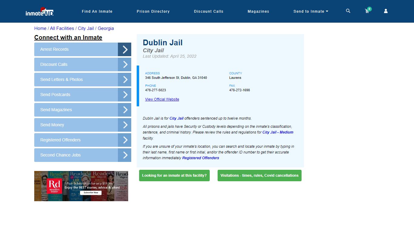 Dublin Jail | Inmate Locator